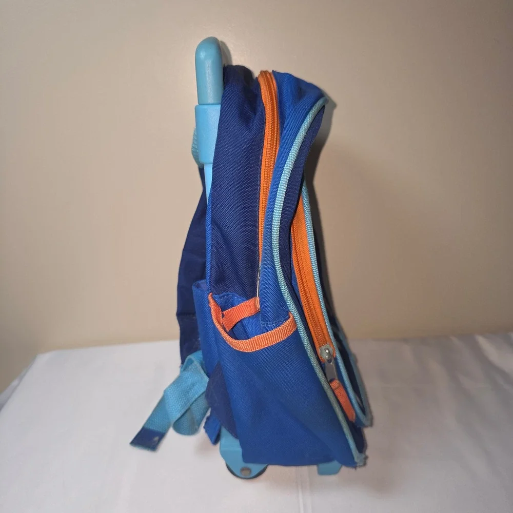 Vtg Rare Go Diego Go Kids Rolling Backpack Blue Orange To The Rescue‎ 15 inch
